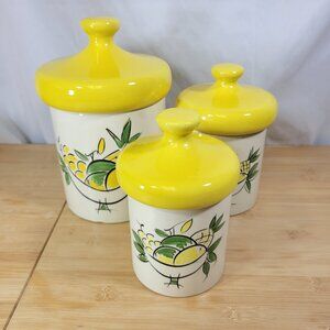Kitchen Canisters, Vintage Countertop Storage, Fruit & Mushroom Shape Lid #134